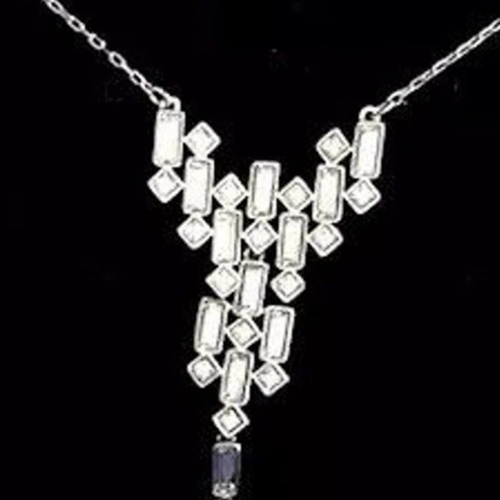 Authentic Swarovski VIOLA necklace BNIB exquisite deco look $160 swan logo NWT - Picture 2 of 11